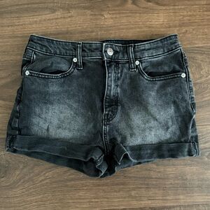 Wild Fable Black/Dark Wash Cuffed Denim Shorts High-Waisted